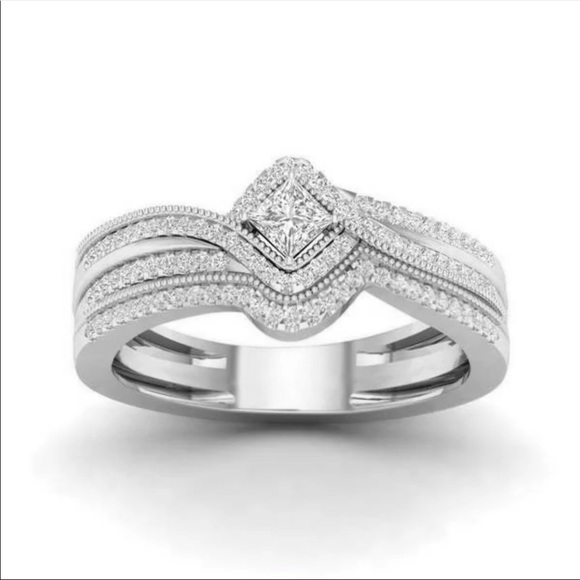 Jewelry - *NEW*925 Silver Diamond Engagement Bridal Ring